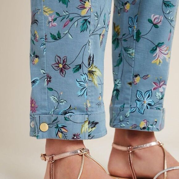 Anthropologie Victoria Floral Cargo Pants Size 4P - Picture 2 of 12